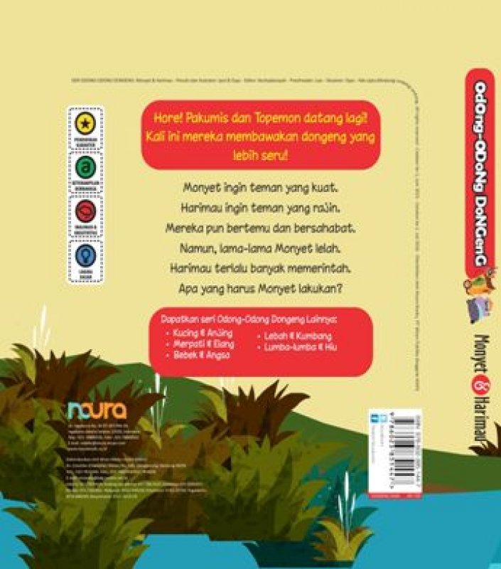Cover Belakang Buku Odong-Odong Dongeng: Monyet & Harimau