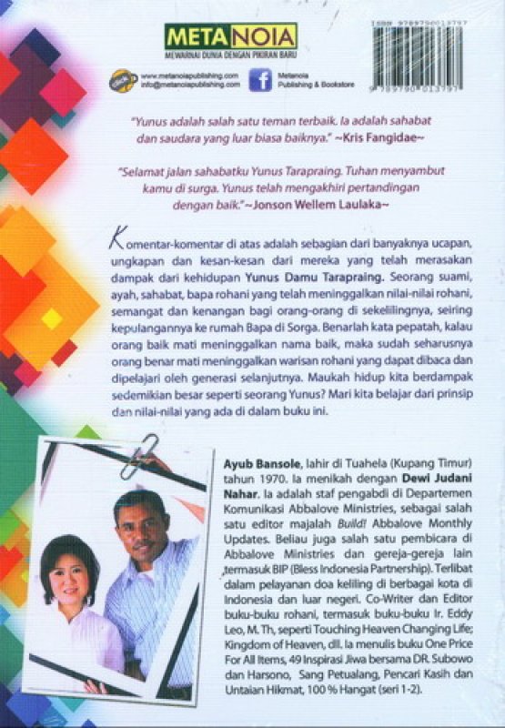 Cover Belakang Buku Pemimpin Unik: Yunus Damu Tarapraing (In Memoriam)