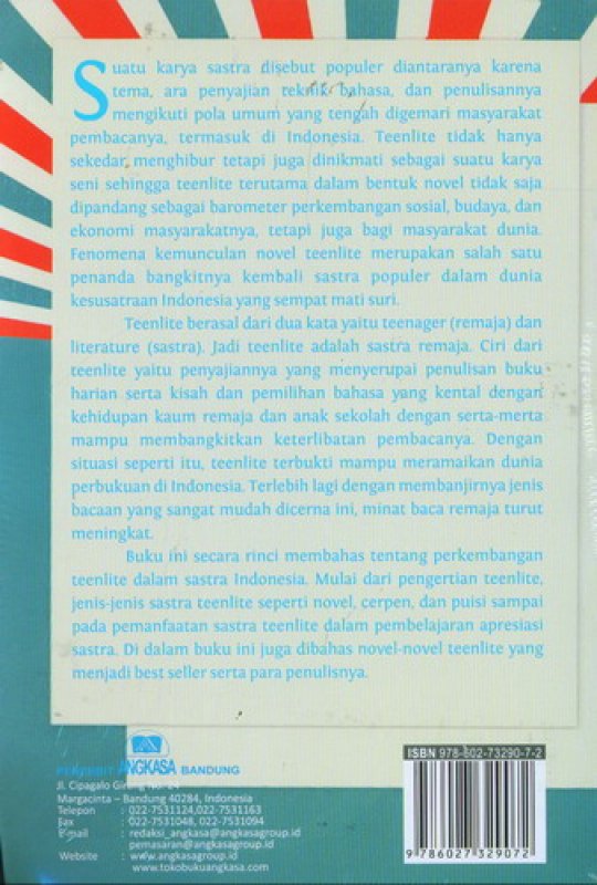 Cover Belakang Buku Teenlite Dalam Sastra Indonesia