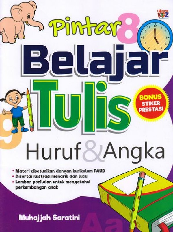 Cover Buku Pintar Belajar Tulis Huruf & Angka Bonus Stiker Prestasi