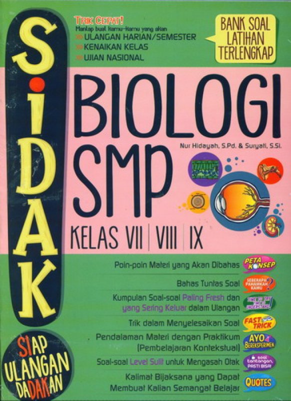 Cover Buku Sidak (Siap Ulangan Dadakan) Biologi SMP Kelas VII, VIII, IX