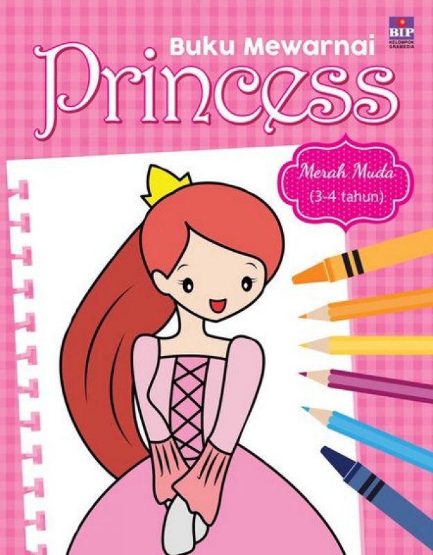 Cover Buku Buku Mewarnai Princess Merah Muda