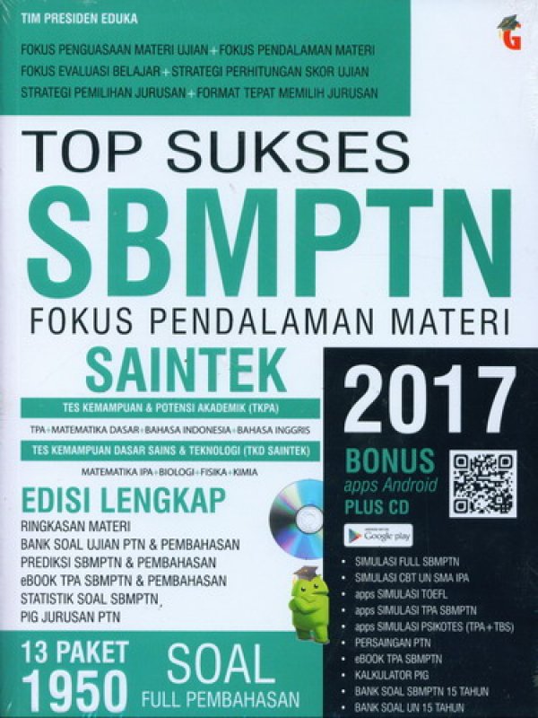 Cover Buku TOP SUKSES SBMPTN FOKUS PENDALAMAN MATERI SAINTEK 2017