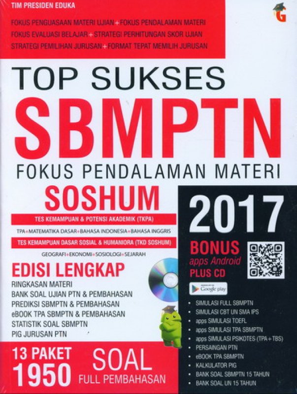 Cover Buku TOP SUKSES SBMPTN FOKUS PENDALAMAN MATERI SOSHUM 2017 