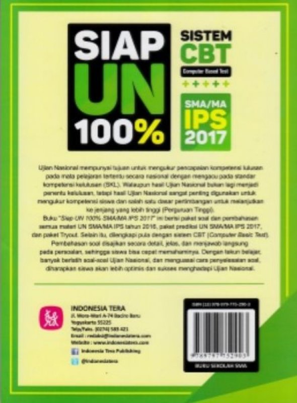 Cover Belakang Buku SIAP UN 100% SMA/MA IPS 2017