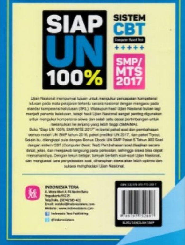 Cover Belakang Buku SIAP UN 100% SMP/MTS 2017
