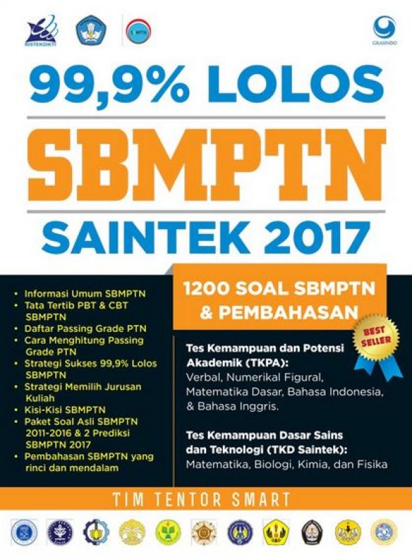 Cover Buku 99.9% Lolos Sbmptn Saintek 2017