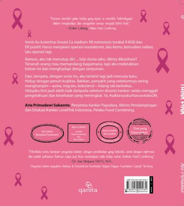 Cover Belakang Buku Think Pink: Kanker Awal Hidup Berkualitas