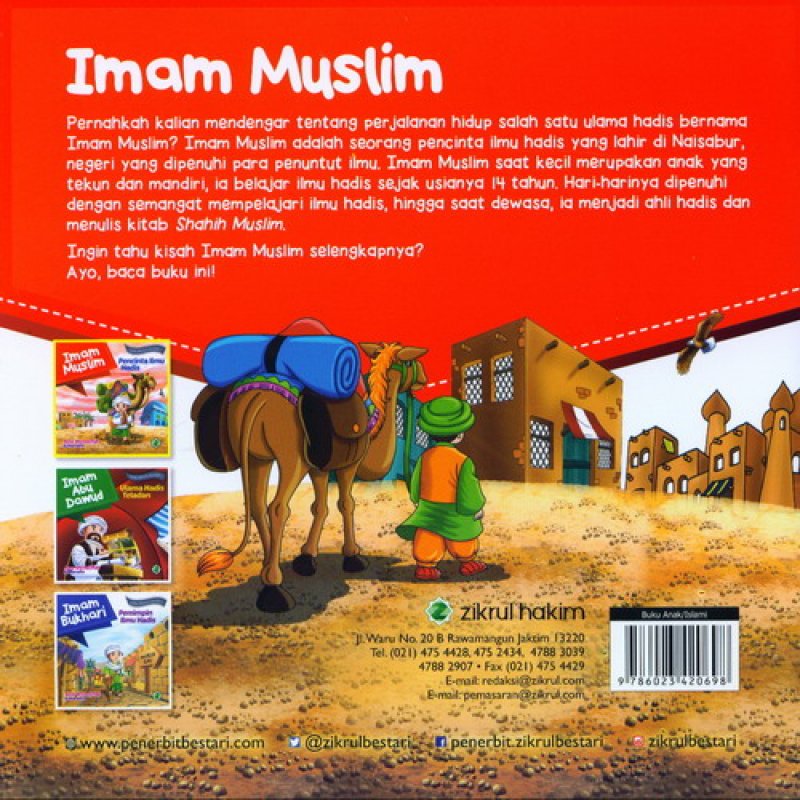 Cover Belakang Buku Imam Muslim: Pencinta Ilmu Hadis [full color]