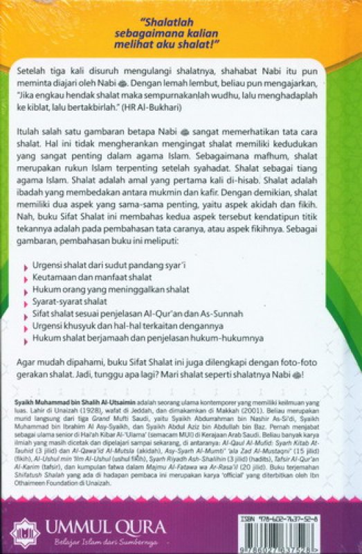 Cover Belakang Buku Sifat Shalat Nabi [Hard Cover]