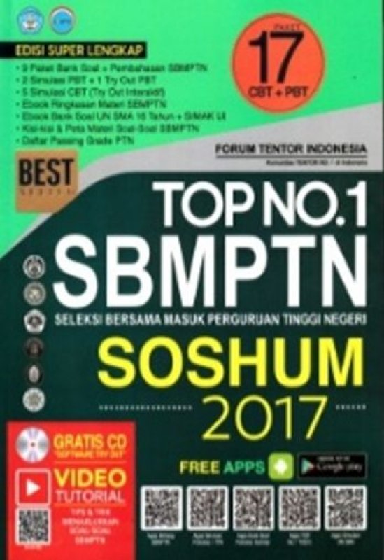 Cover Buku TOP NO. 1 SBMPTN SOSHUM (PLUS CD) 2017
