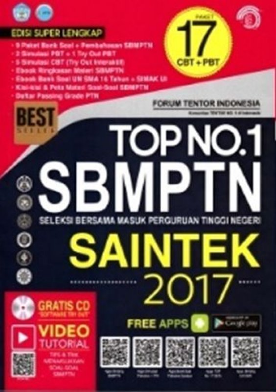 Cover Buku TOP NO. 1 SBMPTN SAINTEK (PLUS CD) 2017