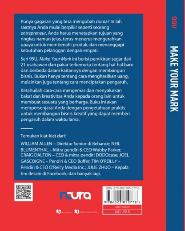 Cover Belakang Buku 99U Series: Make Your Mark