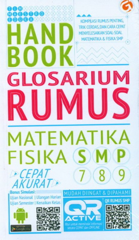 Cover Buku Handbook Glosarium Rumus Matematika-Fisika SMP kelas 7-8-9