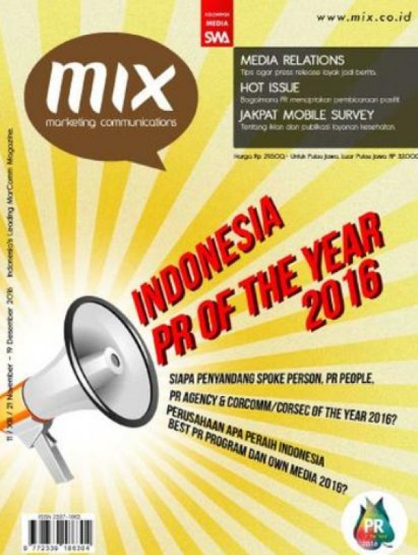 Cover Buku Majalah MIX Marketing Communications Edisi 11 | 21 November - 19 Desember 2016