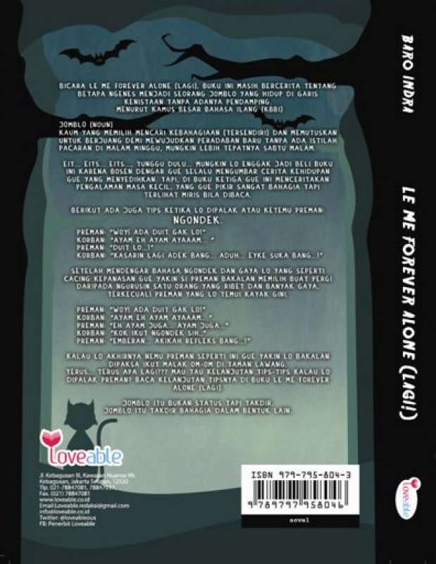 Cover Belakang Buku Le Me Forever Alone (Lagi) + Edisi TTD+Free Topi Trucker