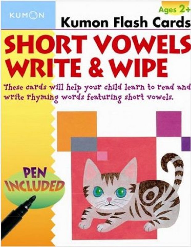Cover Buku Kumon Short Vowels Write & Wipe Flash Cards (english version)
