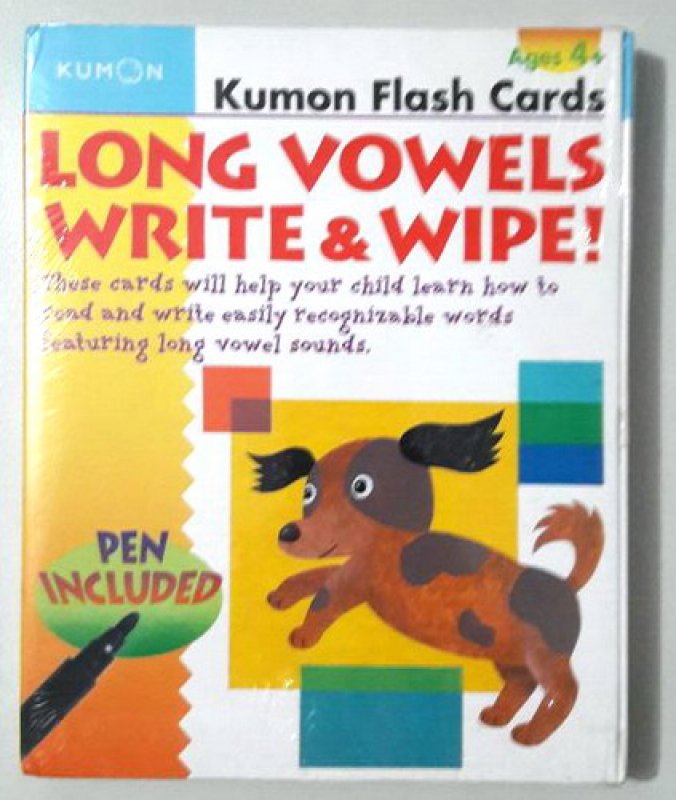 Cover Buku Kumon Long Vowels Write & Wipe Flash Cards (english version)
