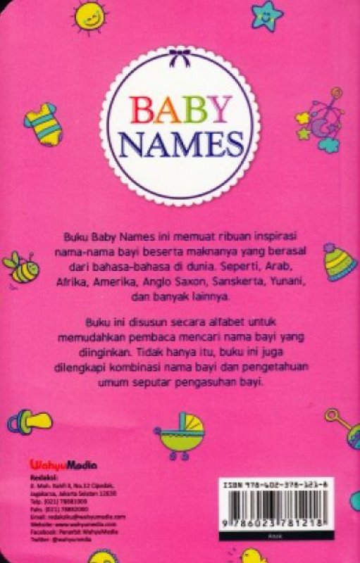 Cover Belakang Buku Baby Names: Inspirasi Nama Bayi Terunik, Terpopuler & Terlengkap