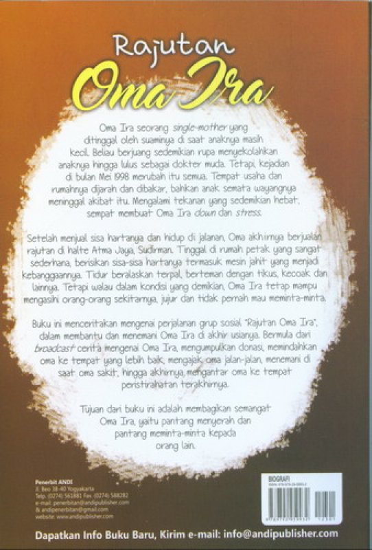 Cover Belakang Buku Rajutan Oma Ira [True Story]