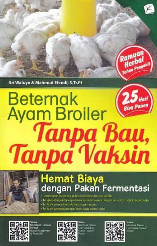 Cover Buku Beternak Ayam Broiler Tanpa Bau Tanpa Vaksin, Hemat Biaya dengan Pakan Fermentasi