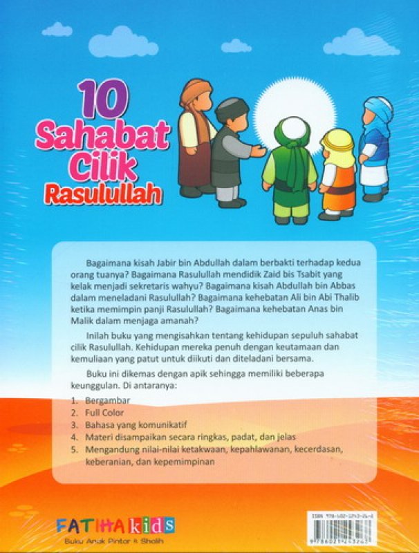 Cover Belakang Buku 10 Sahabat Cilik Rasulullah [full color]