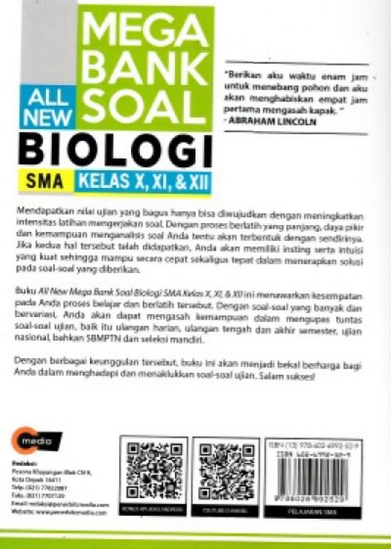 Cover Belakang Buku All New Mega Bank Soal Biologi SMA Kelas X, XI, & XII (Promo Best Book)