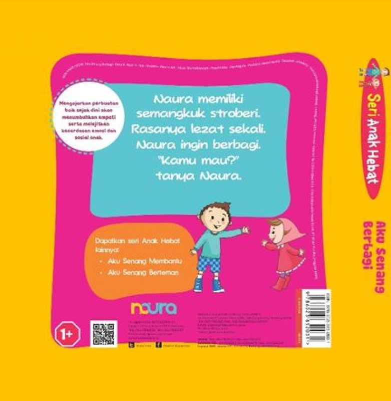 Cover Belakang Buku Seri Anak Hebat: Aku Senang Berbagi (Board Book)