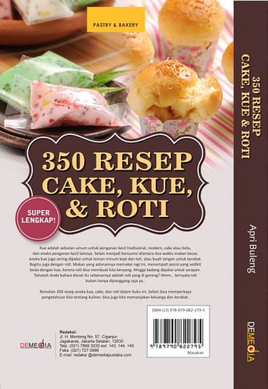 Cover Belakang Buku 350 Resep Cake, Kue, & Roti
