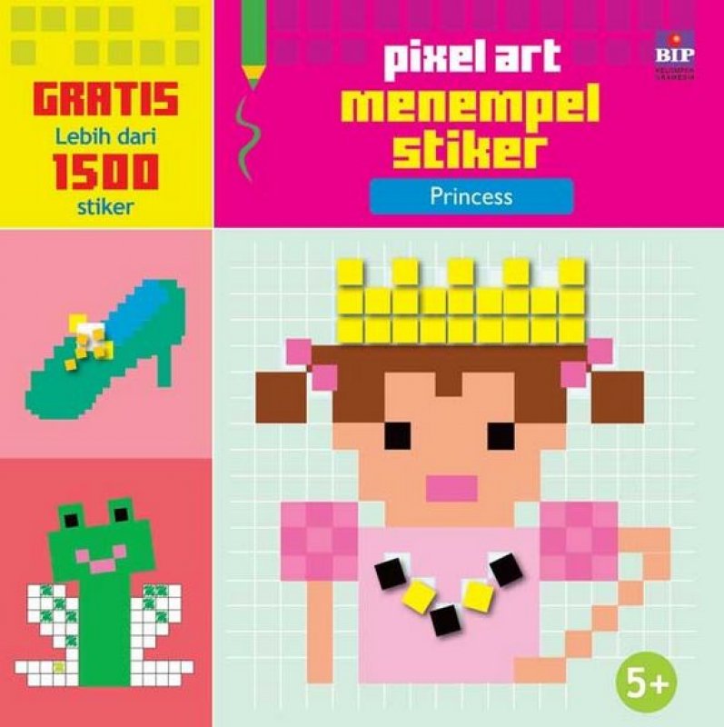 Cover Buku Pixel Art Menempel Stiker : Princess