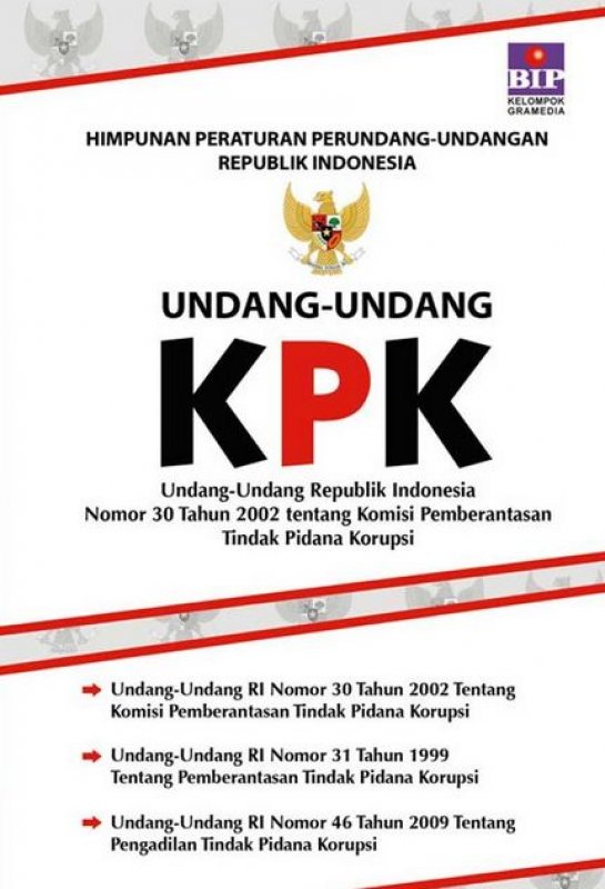 Cover Buku Undang-Undang RI NO.30 Tahun 2002 Tentang KPK