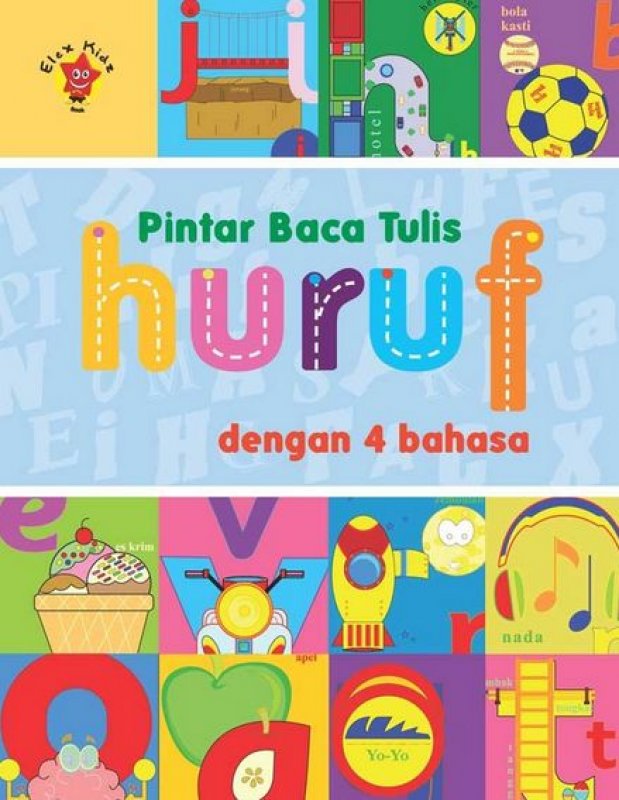 Cover Buku Pintar Baca Tulis Huruf dengan 4 bahasa